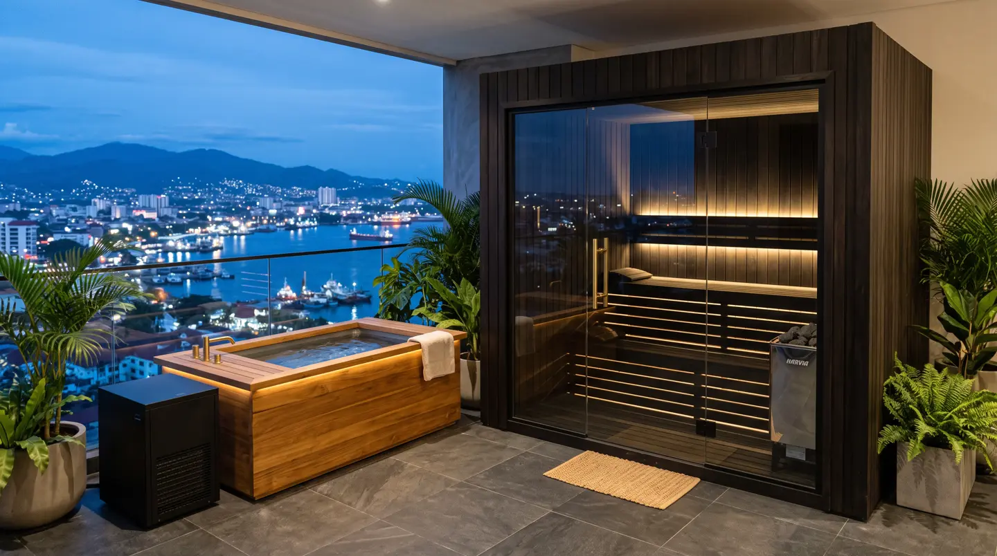 Sauna dan ice bath kayu jati terpasang di Balikpapan Kota dan Klandasan, Balikpapan